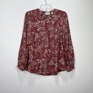 Caffe Marrakesh Blouse Boho Floral Small Button-Up Festival Peasant Rayon Top